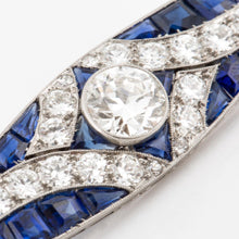 Load image into Gallery viewer, Art Deco Sapphire and Diamond Bar Pin
