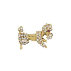 Mid-Century 18K Gold and Diamond Poodle Pin