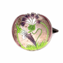 Load image into Gallery viewer, Antique Silver Enamel Thistle Brooch
