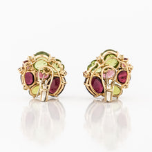 Load image into Gallery viewer, 18K Gold Tourmaline and Peridot Cluster Earrings
