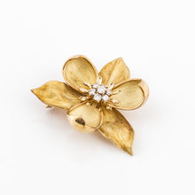 Load image into Gallery viewer, Tiffany and Co. 18K Gold and Diamond Flower Brooch

