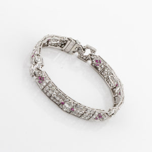 Art Deco Platinum Diamond and Ruby Bracelet