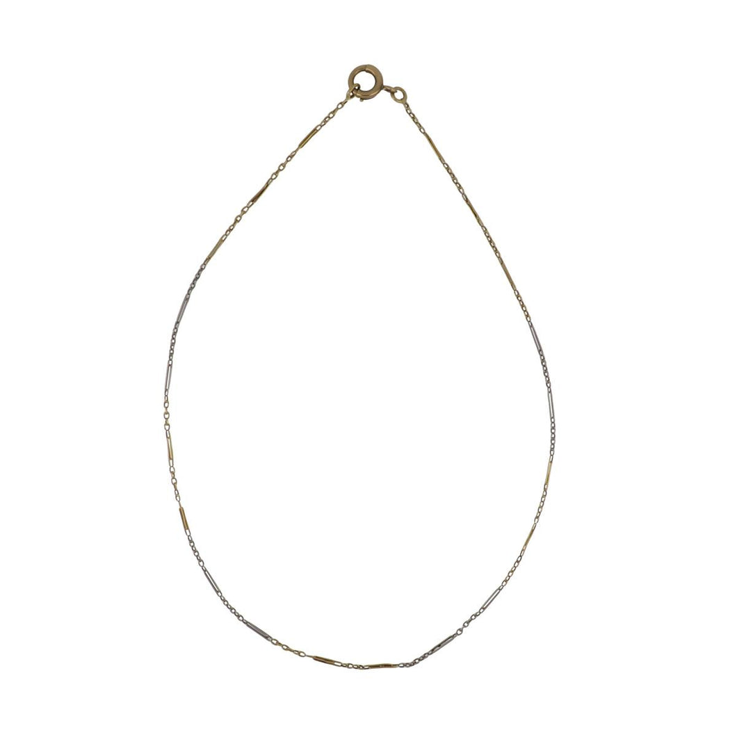Platinum and 18K Gold Alternating Link Chain Necklace