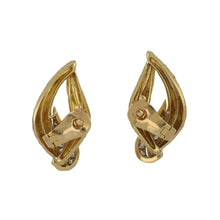 Load image into Gallery viewer, Vintage 1980s Fred Paris Textured 18K Gold Open-Link Clip Earrings with Diamonds
