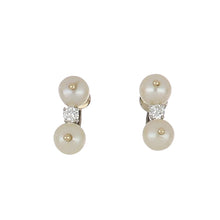 Load image into Gallery viewer, Estate 14K White Gold Pearl and Diamond Earrings

