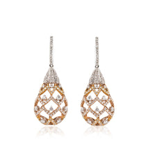Load image into Gallery viewer, 18K Two Tone Gold Diamond Dangle Earrings
