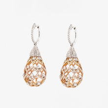 Load image into Gallery viewer, 18K Two Tone Gold Diamond Dangle Earrings

