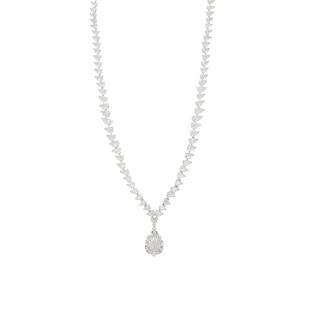 Vintage 1970s Platinum Pear-Shape Diamond Necklace with Removable Drop