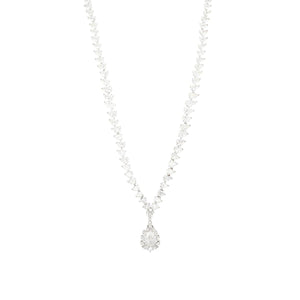 Vintage 1970s Platinum Pear-Shape Diamond Necklace with Removable Drop