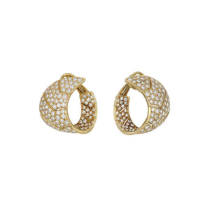 Vintage 1980s Neiman Marcus French 18K Gold Pavé Diamond Loop Earrings