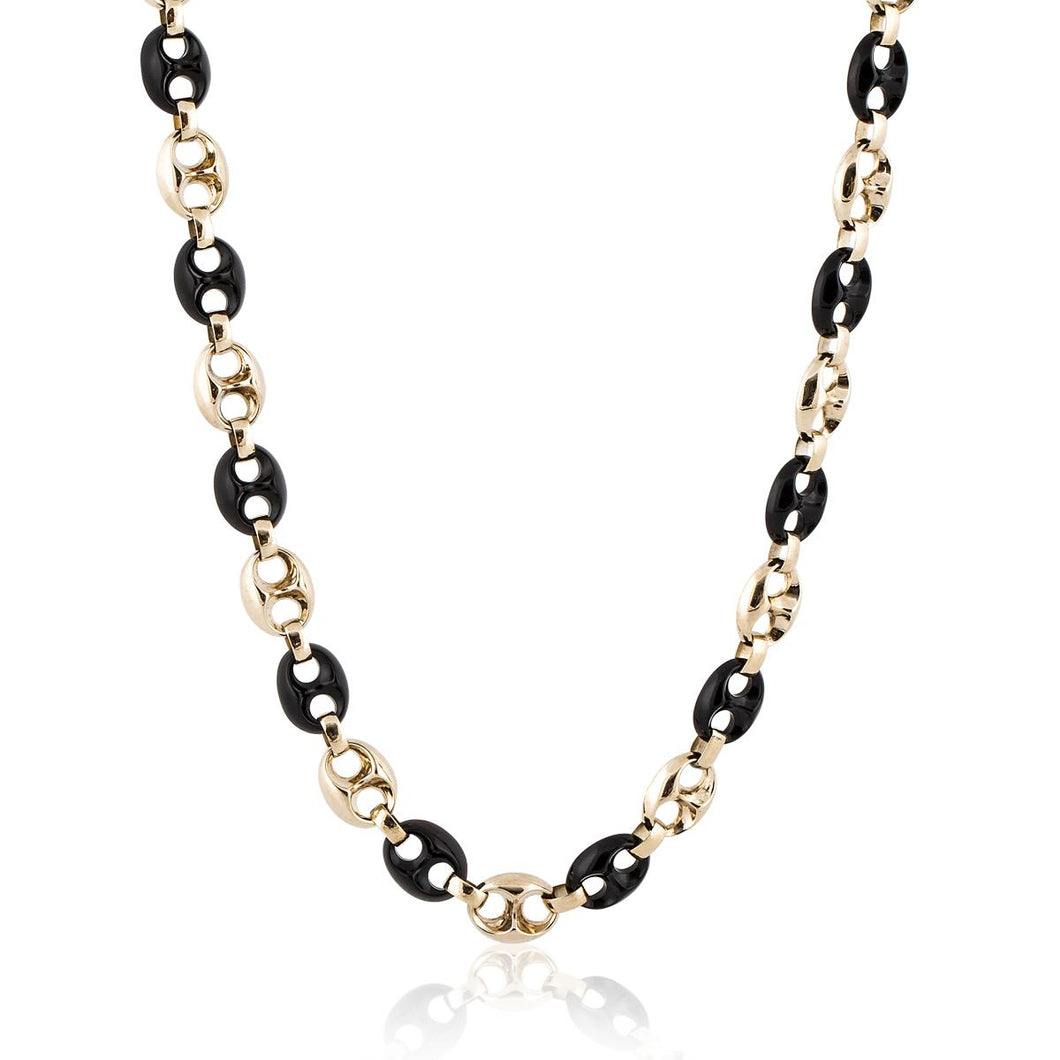 Estate Neiman Marcus  14K Gold and Onyx Anchor Link Necklace