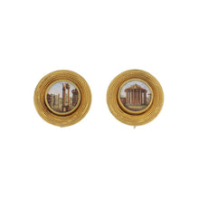 Load image into Gallery viewer, Important Victorian 18K Gold Micromosaic Architectural Scene Earrings
