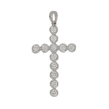 Load image into Gallery viewer, 18K White Gold Round Diamond Cross Pendant
