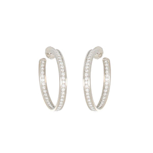Estate Cartier 18K White Gold Inside-Out Diamond Hoop Earrings
