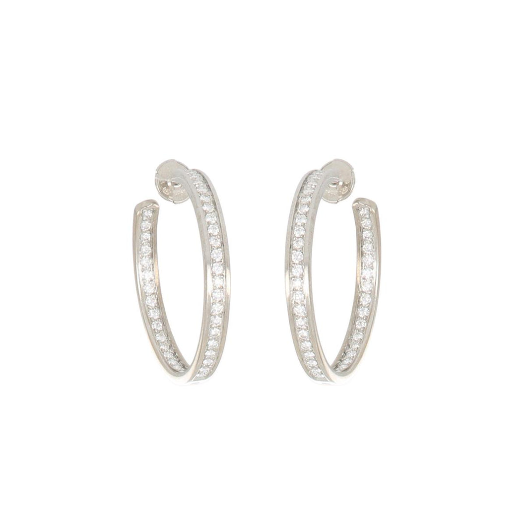 Estate Cartier 18K White Gold Inside-Out Diamond Hoop Earrings