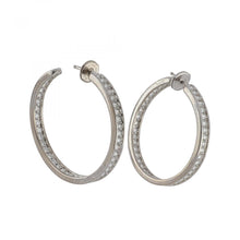 Load image into Gallery viewer, Estate Cartier 18K White Gold Inside-Out Diamond Hoop Earrings
