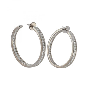 Estate Cartier 18K White Gold Inside-Out Diamond Hoop Earrings