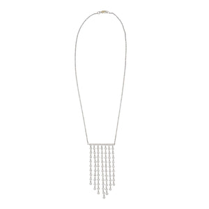 Estate 18K White Gold Tapered Fringe Bezel-Set Diamond Necklace