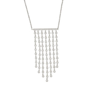 Estate 18K White Gold Tapered Fringe Bezel-Set Diamond Necklace