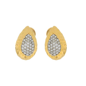 18K Gold Tear-Drop Earrings with Diamonds