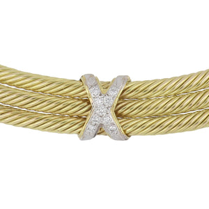 14K Gold Choker Necklace with Diamond X