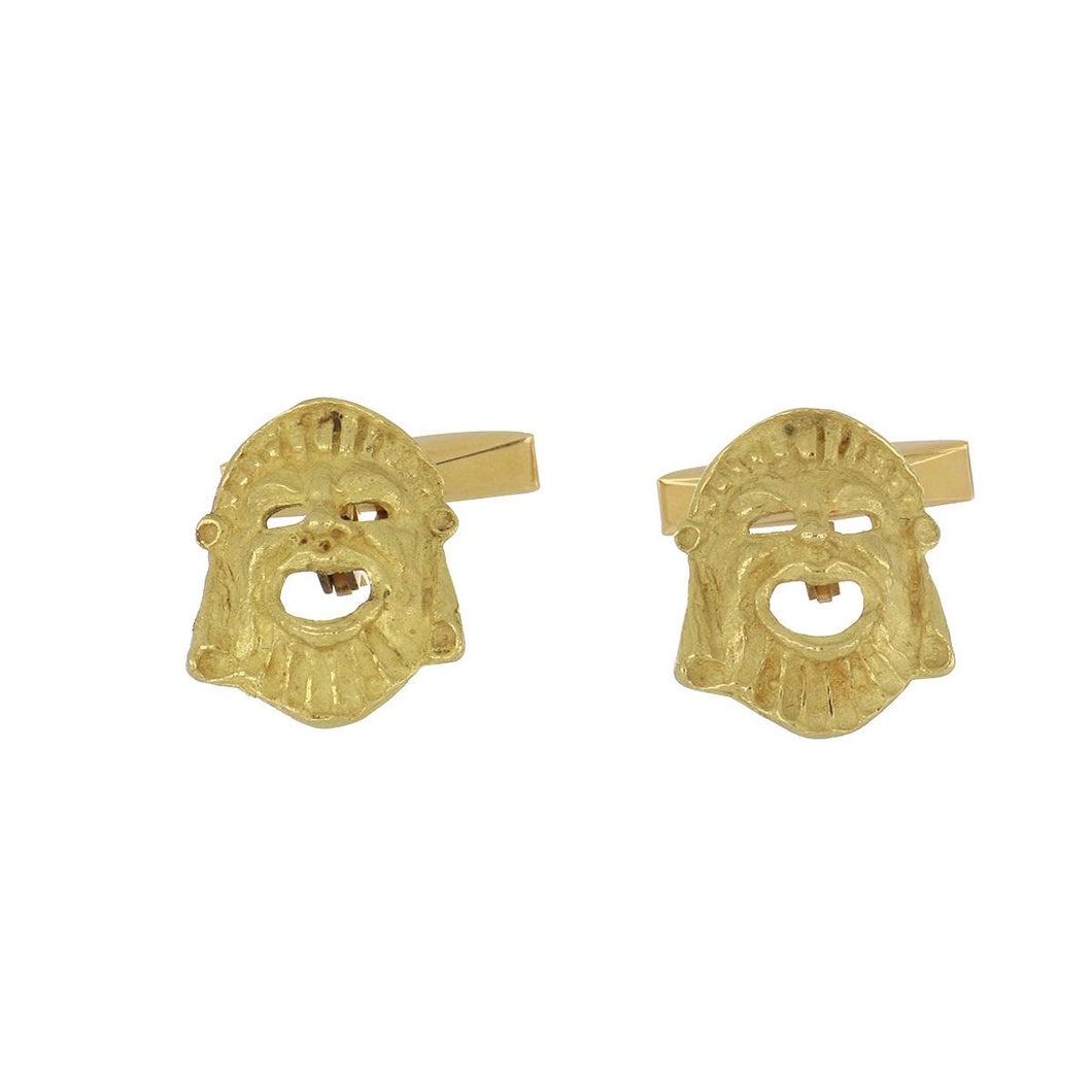 Estate 18K Gold Mask Shaped Cufflinks