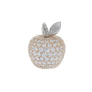 Estate Tabbah 18K Two-Tone Gold Tellow and White Diamond Apple Pendant
