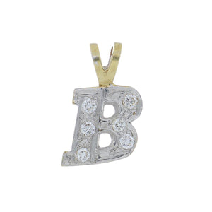 Estate 14K Gold and Diamond Letter "B" Pendant