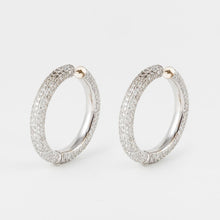 Load image into Gallery viewer, Estate 18K White Gold Diamond Hoop Earrings

