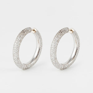 Estate 18K White Gold Diamond Hoop Earrings