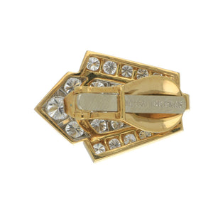 Vintage 1990s David Webb 18K Gold and Platinum Shield Diamond Earrings