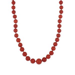 Estate Fred Paris 18K Gold Graduated Oxblood Coral Bead Necklace