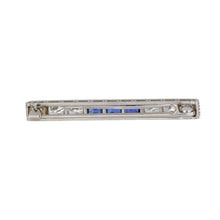 Load image into Gallery viewer, Art Deco Platinum Diamond and Square-Cut Sapphire Line Brooch
