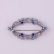 Load image into Gallery viewer, Estate Platinum Diamond and Sapphire Brooch
