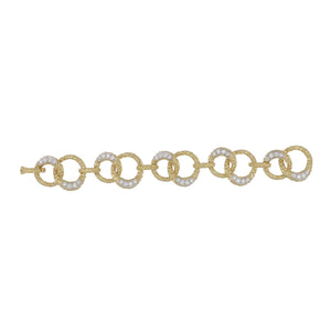 Estate 18K Gold and Platinum Diamond Link Bracelet