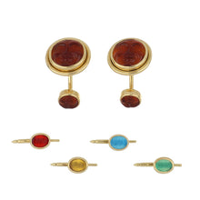 Load image into Gallery viewer, Estate Elizabeth Locke 18K Gold Venetian Glass Cameo Cufflinks with Multi-Color Studs
