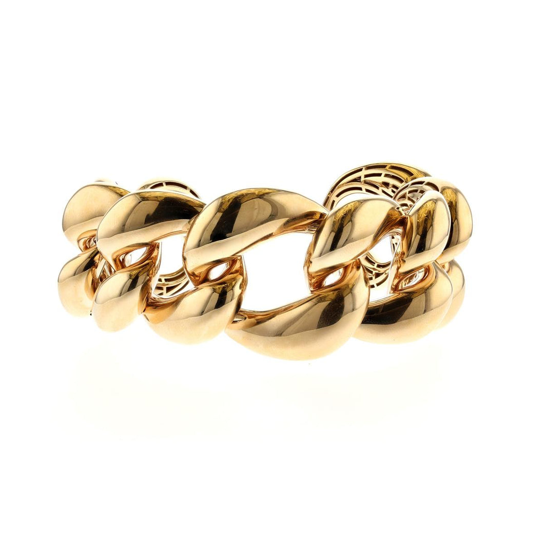 Italian 18K Rose Gold Large Link Cuff Bracelet