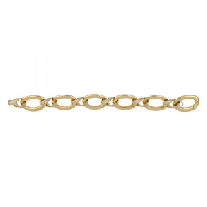 Italian 18K Gold Link Bracelet with Diamonds