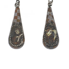 Load image into Gallery viewer, Mid-Victorian Japanese Shakudo Mixed Metal Drop Earrings
