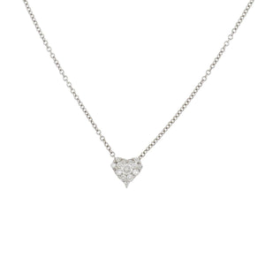 Estate 18K White Gold Pavé Diamond Heart Pendant Necklace