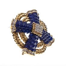 Load image into Gallery viewer, David Webb 18K Gold and Platinum Lapis Brooch
