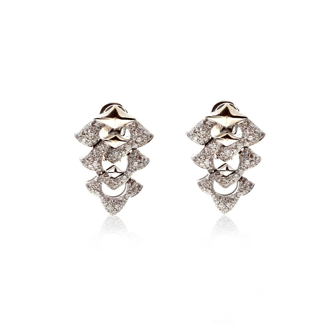 Estate Bulgari 18K White Gold Diamond Earrings