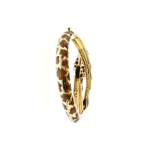 Estate 18K Gold Enamel Giraffe Bangle Bracelet