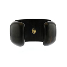 Load image into Gallery viewer, Estate Trianon 18K Gold Fleur-De-Lis Ebony Cuff Bracelet
