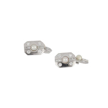 Load image into Gallery viewer, Art Deco Platinum Diamond and Cultured Pearl Cufflinks and Stud Set
