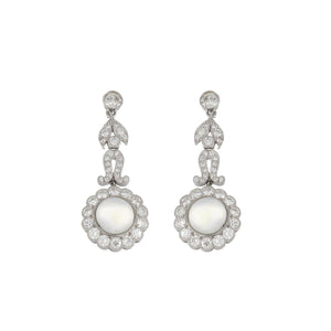 Estate Edwardian-Style Platinum Moonstone and Diamond Festoon Necklace with Earrings