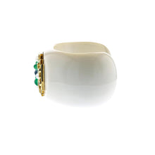 Load image into Gallery viewer, Vintage 1990s Verdura 18K Gold Maltese Cross Cuff Bracelet with Emeralds, Sapphires, Pearls and Diamonds
