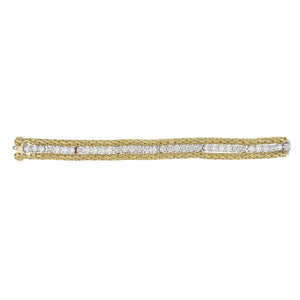 Vintage 1970s 14K White Gold Diamond Line Bracelet with 18K Gold Jacket