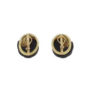 Vintage 1990s 18K Gold and Carved Onyx Earrings