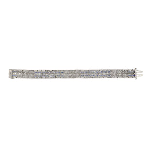 Art Deco Platinum Diamond and Calibré-Cut Sapphire Bracelet